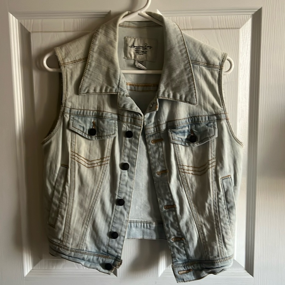Distressed American Rag Sleeveless Jean Top/Jacket